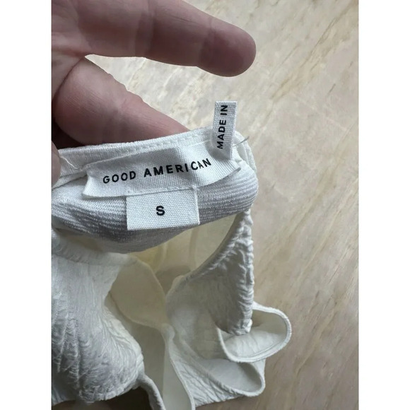 Good American Wide Scrunch Scoop Back Mini Dress Sz S Fitted Mini Sleeveless - Picture 3 of 8